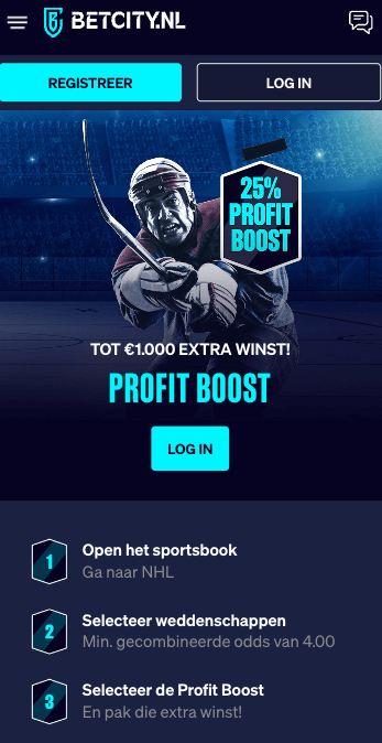 Betcity NHL Profit Boost tot 25% extra