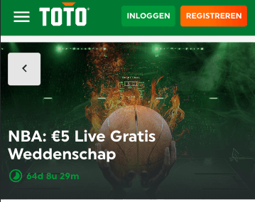 Toto NBA bonus €5,00 live gratis weddenschap