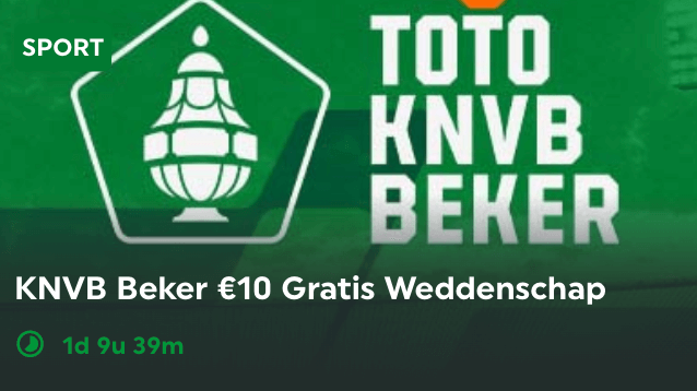 Toto bonus van 10 euro free bet biij KNVB Beker wedden