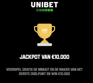 Unibet 10.000 euro pijzenpot Gounden Doelpunt