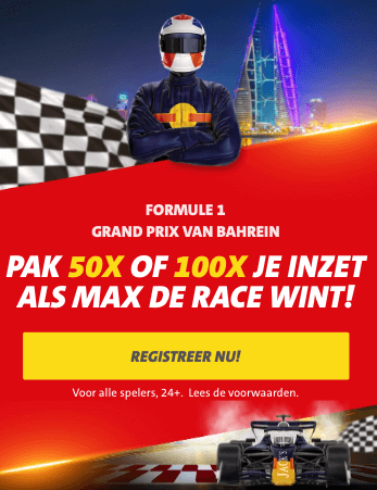 50x of 100 keer je inzet bij Jack's voor winst Max Verstappen in Bahrein