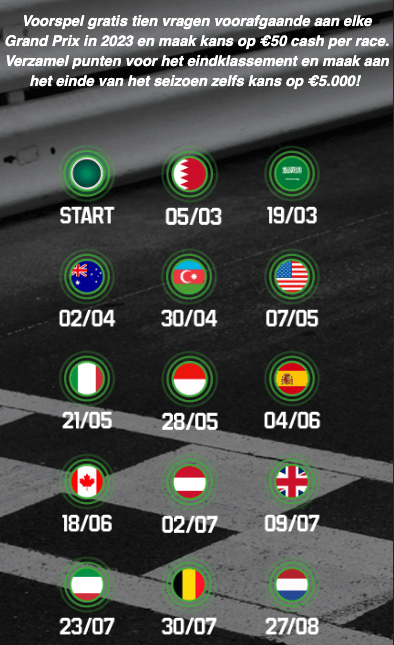 Kalender Formule 1 Quiz Unibet