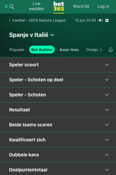 bet biuilder spanje italie bet365