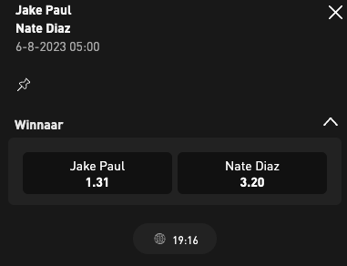 Livescore bet quoteringen Jake Paul - Nate Diaz