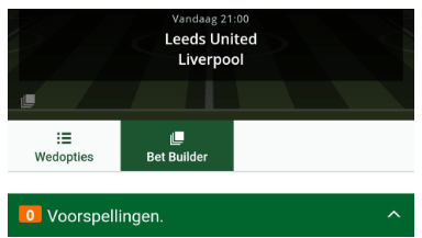 Toto Bet Builder in de header bij voetbalwedstrijden