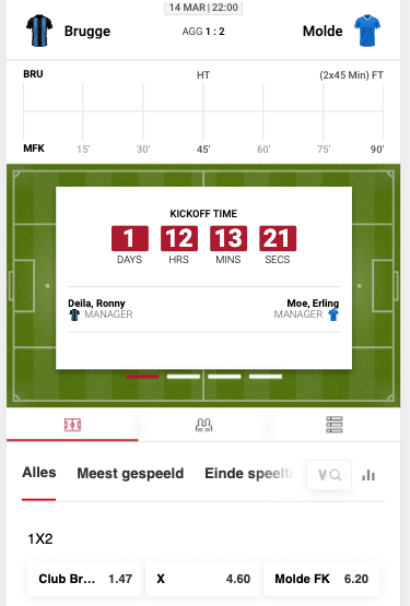 Club Brugge - FK Molde Quoteringen 14-03-2024 