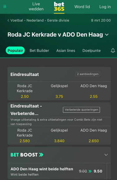Roda JC - ADO Den Haag gokken 08-03-2024