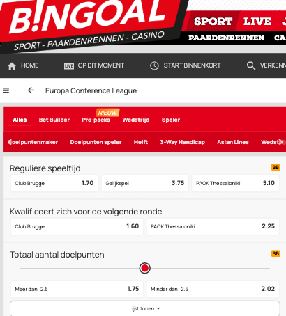 Club Brugge - PAOK Saloniki odds 09-04-2024