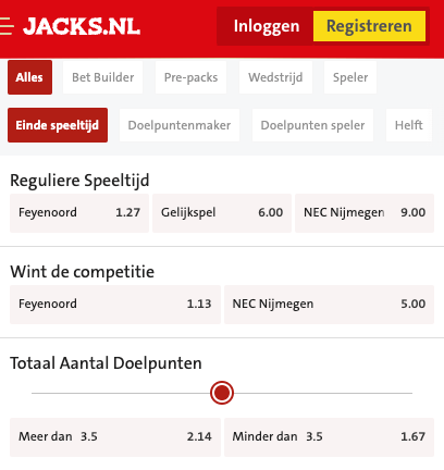 Feyenoord - NEC odds knvb bekerfinale 21-04-2024