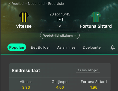 Vitesse-Fortuna Sittard 28-05-2024 quoteringen