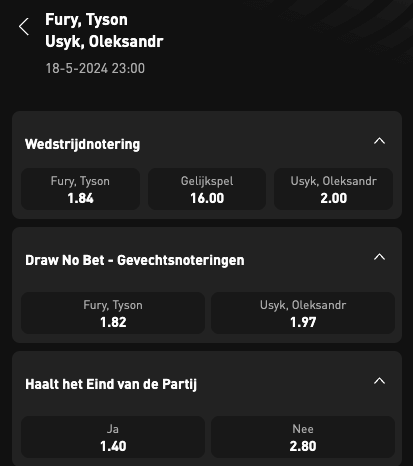 Odds Fury vs Usyk 18-05-2024 Livescorebet
