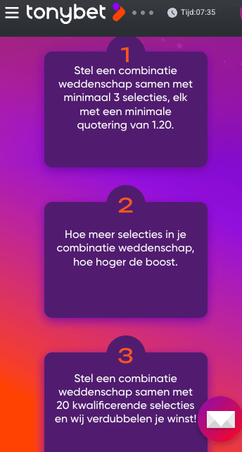 TonyBet Boost Jouw odds bonus