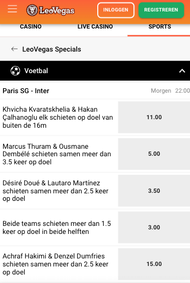 LeoVegas sport specials