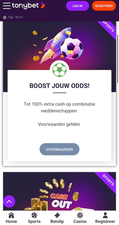tonybet mobiel wedden