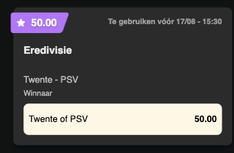 50x odds psv twente