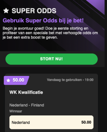 50x Winst Nederland tegen Finland bij Toto 